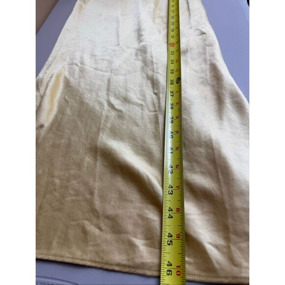 Express Yellow Satin Midi Slip Dress Womens Medium Cowl Neck - Picture 9 of 14
